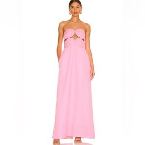 Adriana Degreas Solid Strapless Matelasse Long Dress in Light Pink